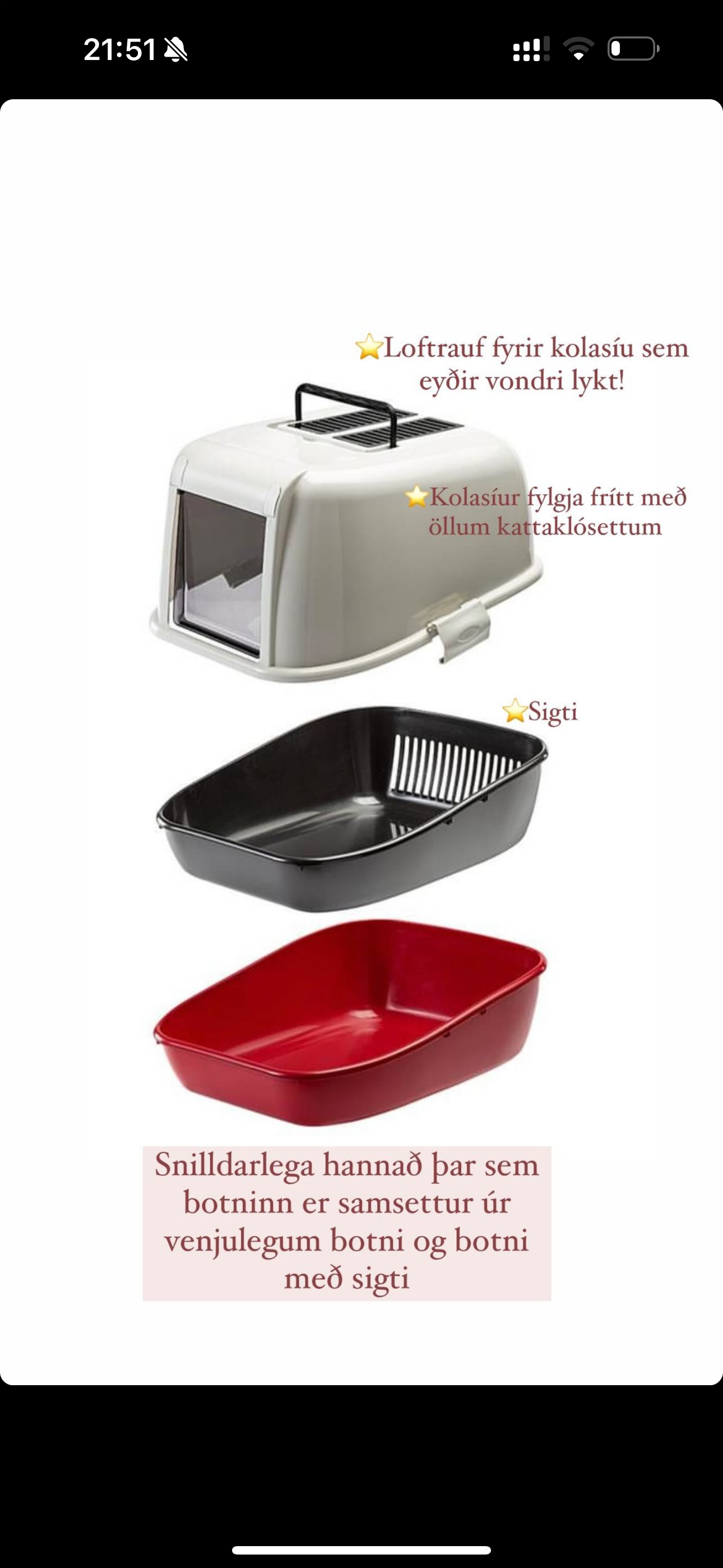 Magix kattaklósett með tvöföldum sigtbotni