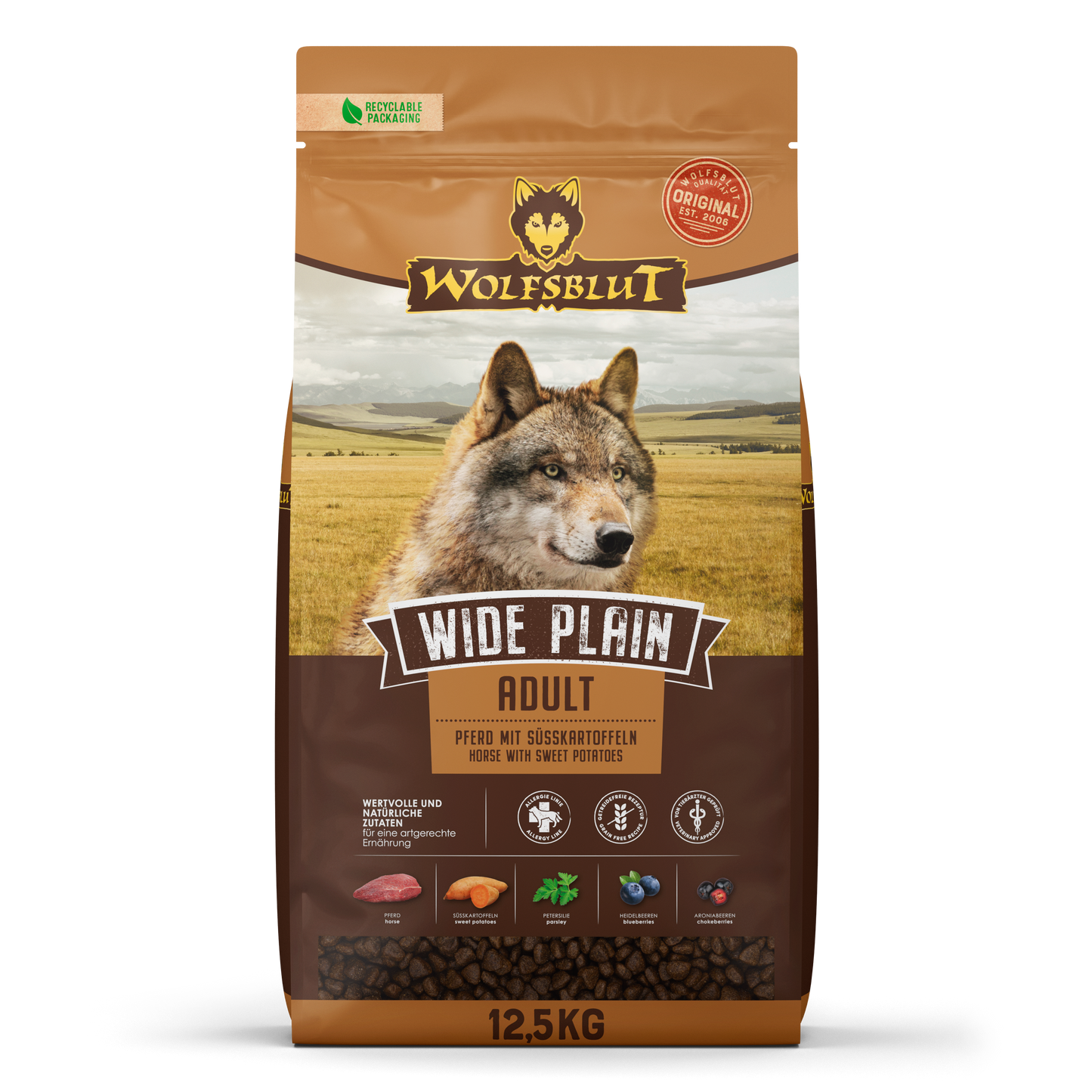 Wide Plain Adult hundafóður - Hrossakjöt 500g