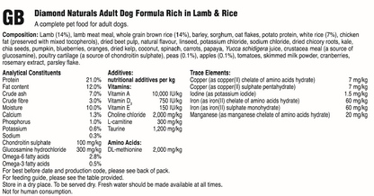 Diamond Naturals Adult hundafóður - Lamb 15kg