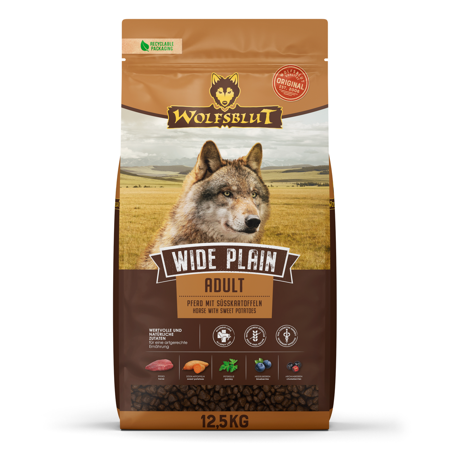 Wide Plain Adult hundafóður - Hrossakjöt 500g