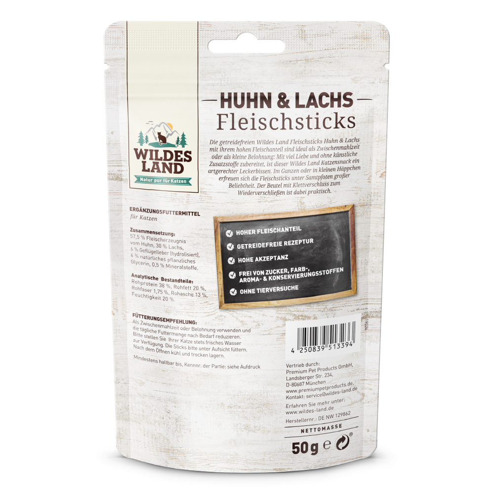 Wildes Land Pure Sticks - Kjúklingur og Lax 50g