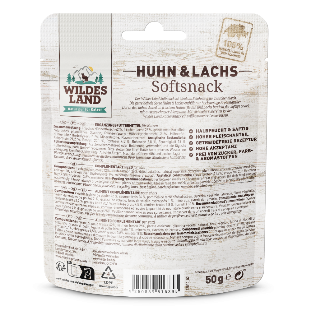 Wildes Land Soft Snack - Kjúklingur & Lax 50g
